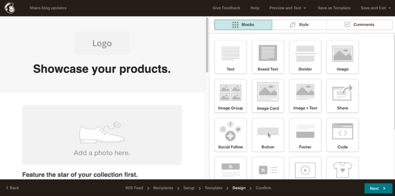 Mailchimp's layout editor. 